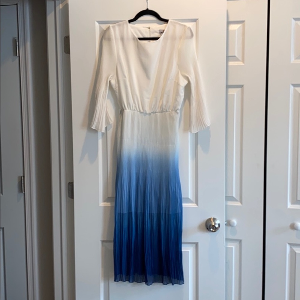 ASOS PLUS white/blue ombré pleated skirt dress